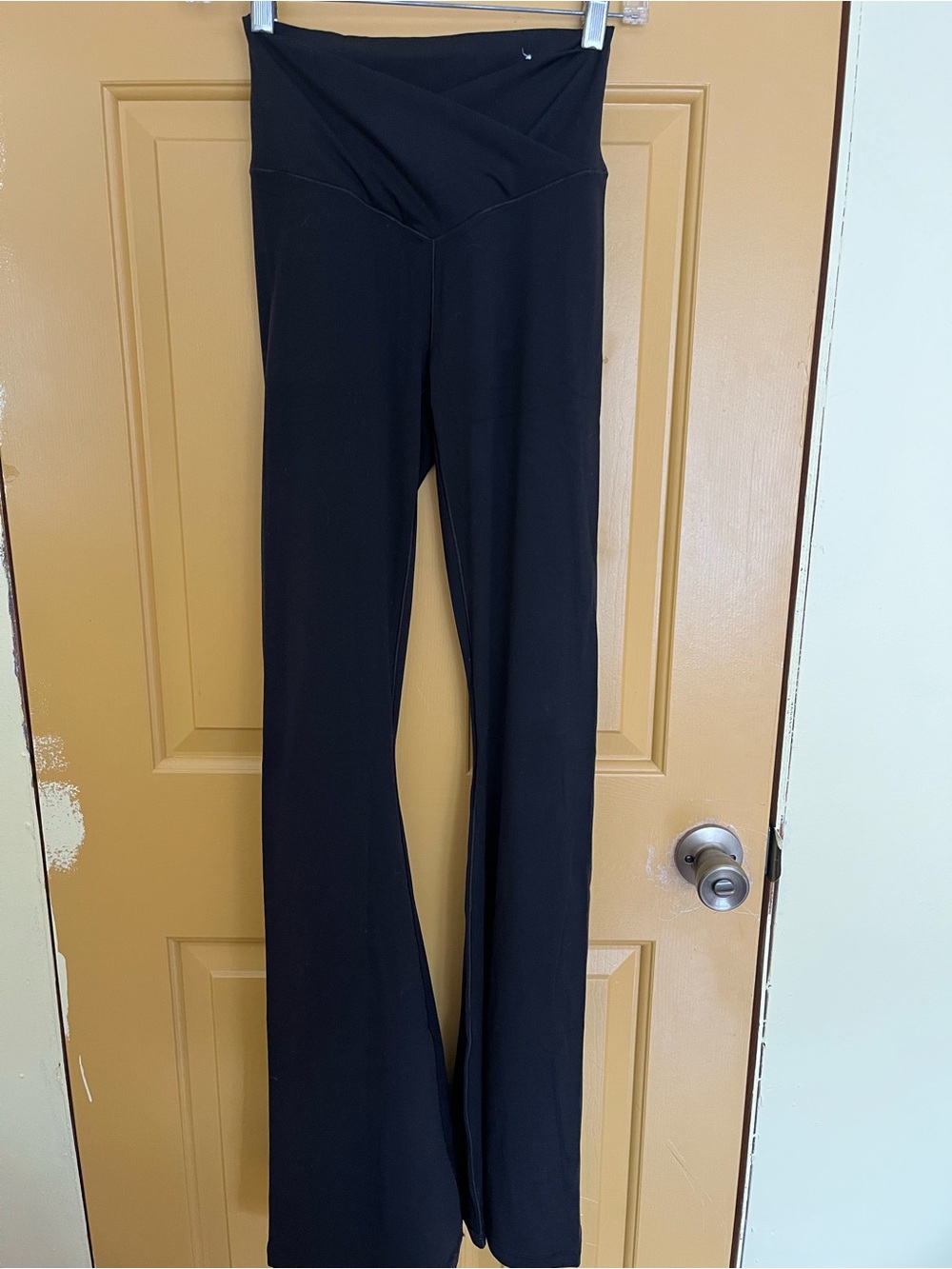 aerie Black High-Waist Flare Leggings with Crossover Waistband (LONG INSEAM)